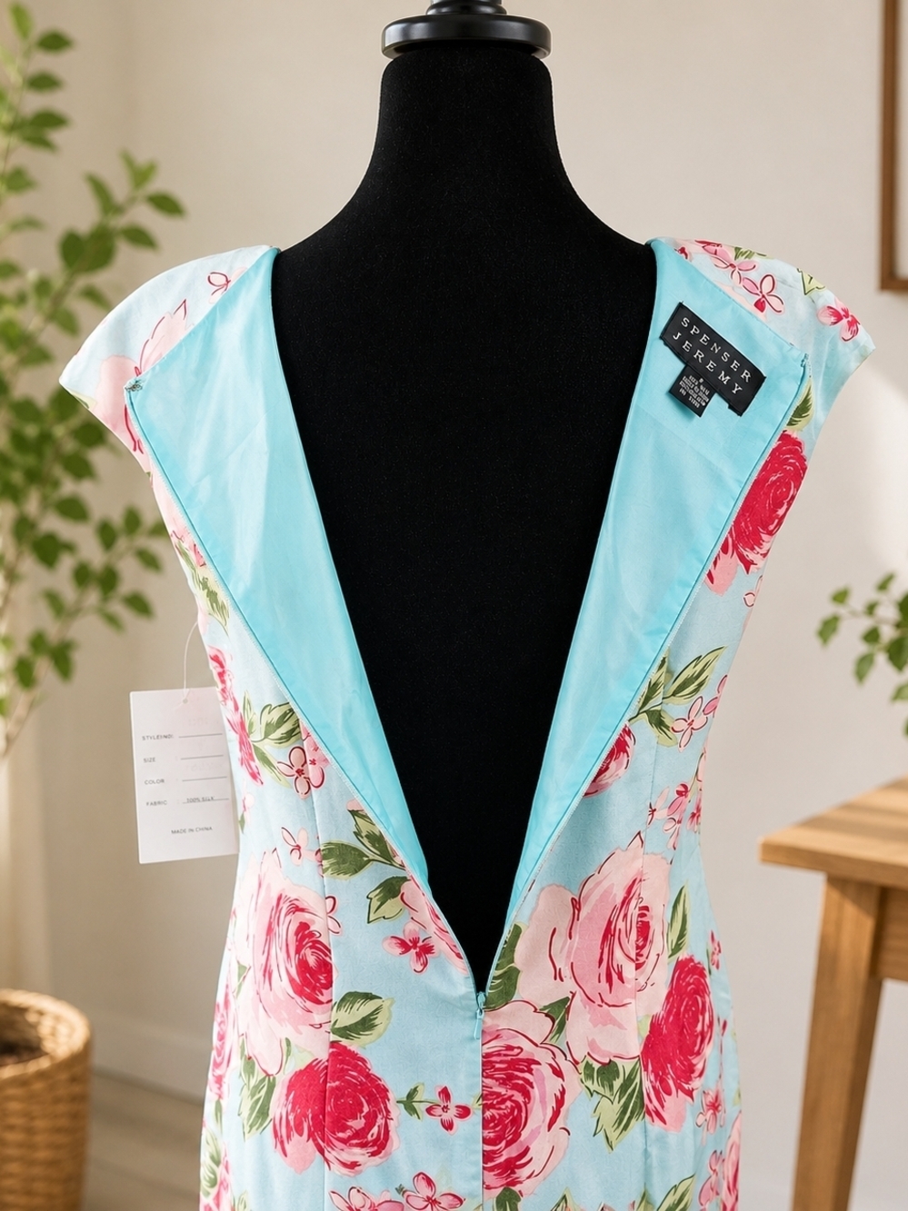 Vintage Spenser Jeremy Silk Rose Floral Sheath Dress Cottagecore 6 - Picture 4 of 14